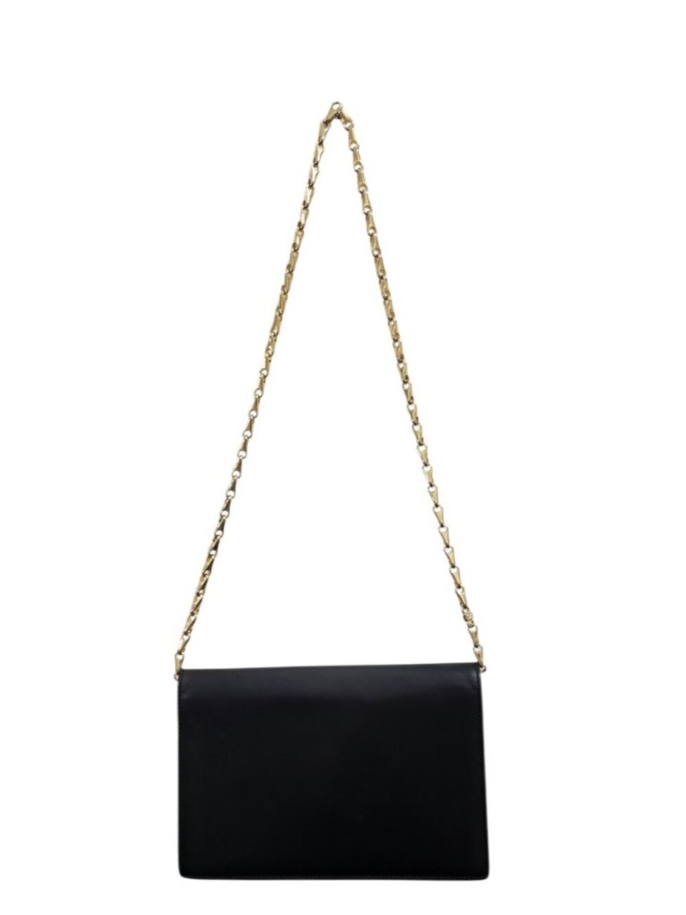 Vintage Celine Paris Black Leather Chain Shoulder Bag France Gold Hardware Rare - Picture 7 of 16